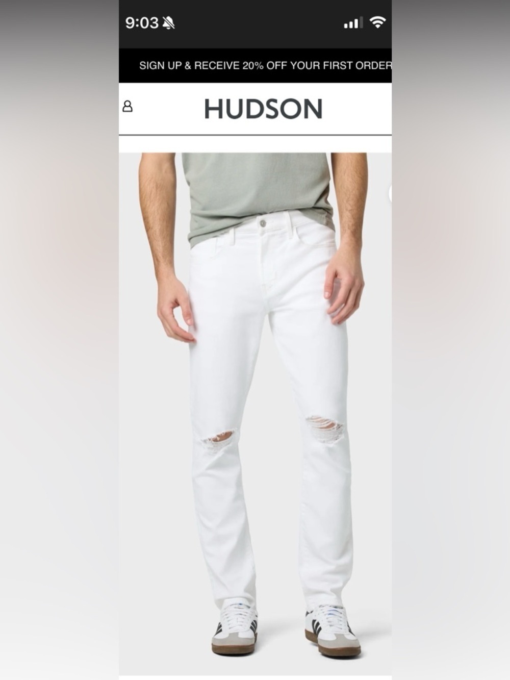 Hudson Jeans White Men's Skinny Distressed Denim Zack skinny fit size 31